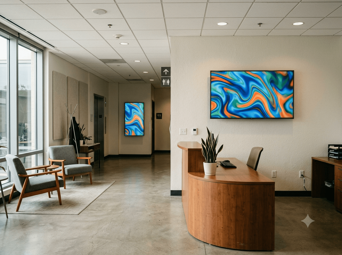 Ambiente aziendale con display professionale per digital signage