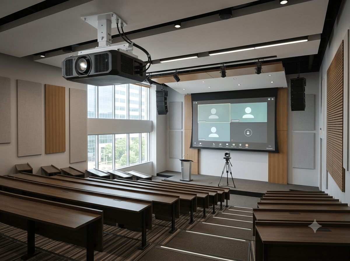 Proiettore laser in una sala conferenze aziendale