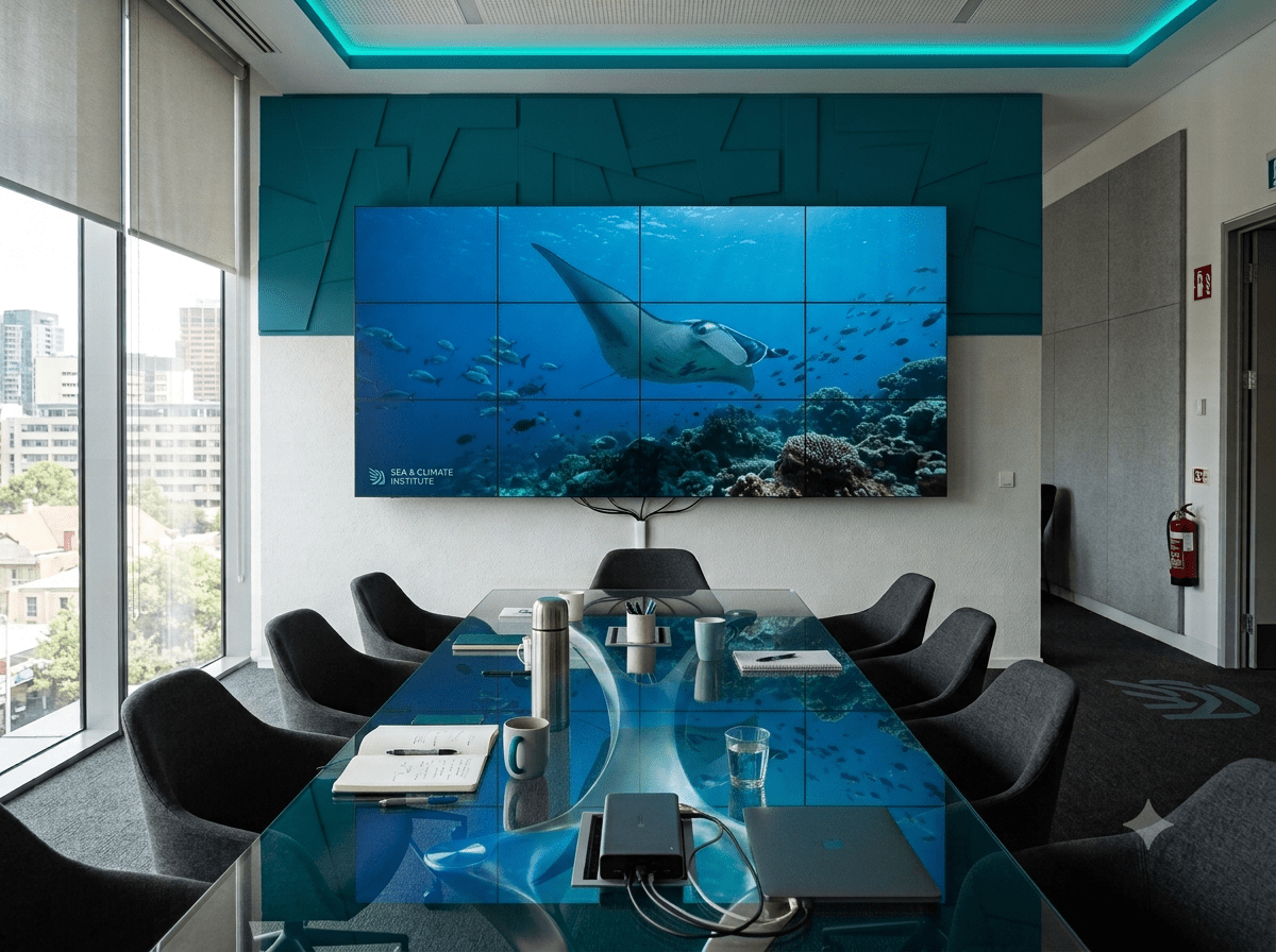 Videowall in una sala riunioni executive