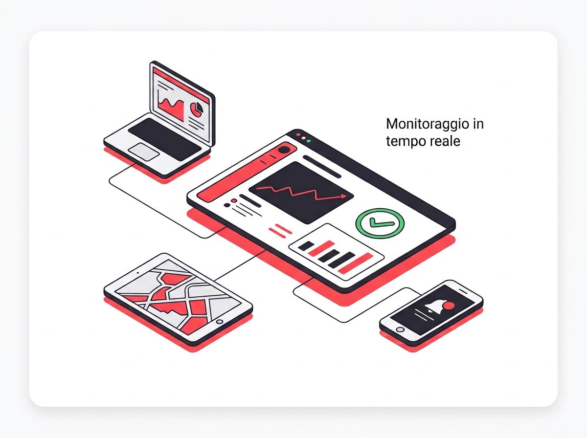 Illustrazione monitoraggio proattivo del parco dispositivi aziendali